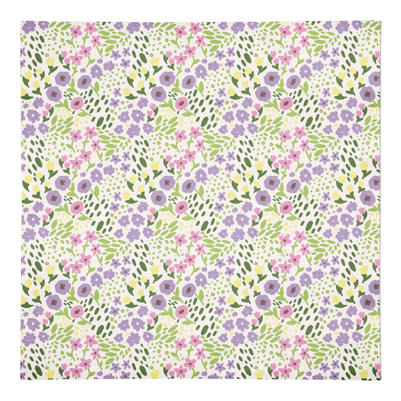 Whimsical Spring Floral Napkin 10" x 10" Cotton Twill Napkin